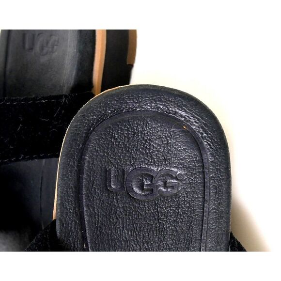 UGG Maryssa BLACK GENUINE LEATHER SUEDE TASSELS FLAT GLADIATOR SLINGBACK Sz 5 US - Picture 6 of 8